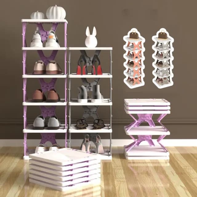 【Homeco】免安裝簡易鞋架 可折疊防塵收納多層鞋櫃 墻角鞋架 收納架 擺放架 置物架 交換禮物