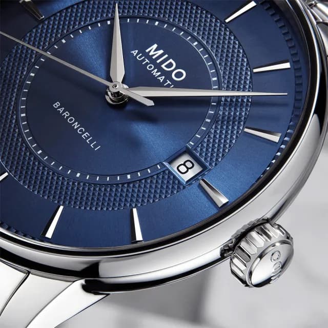 【MIDO 美度】官方授權 Baroncelli 永恆系列 午夜藍 機械女錶-30mm 手錶 禮物 推薦(M0372071104101)