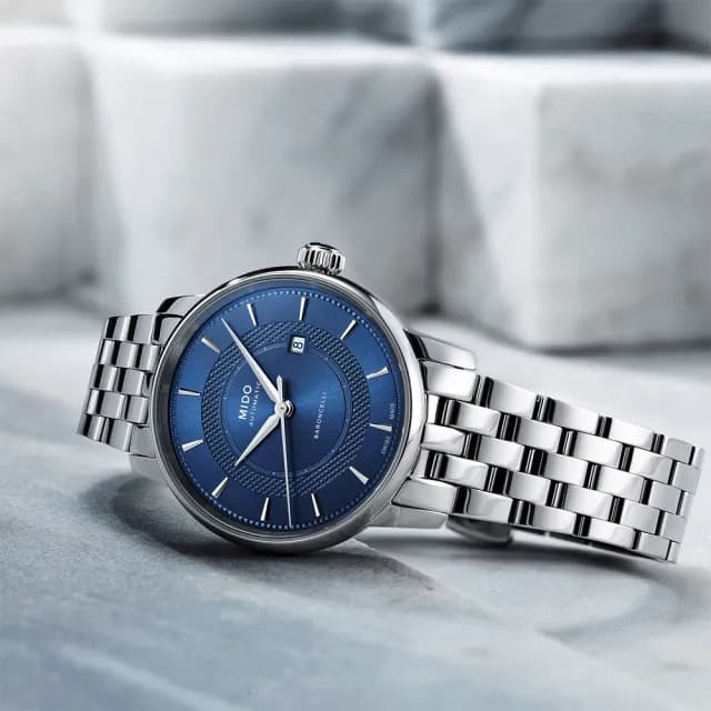 【MIDO 美度】官方授權 Baroncelli 永恆系列 午夜藍 機械女錶-30mm 手錶 禮物 推薦(M0372071104101)