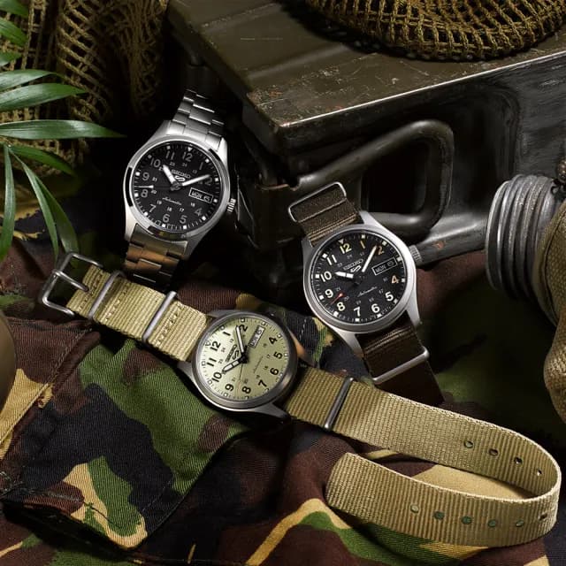 【SEIKO 精工】5 Sports系列 Lineup 復古軍風 機械腕錶 母親節 禮物 推薦(SRPJ83K1/4R36-13P0U)