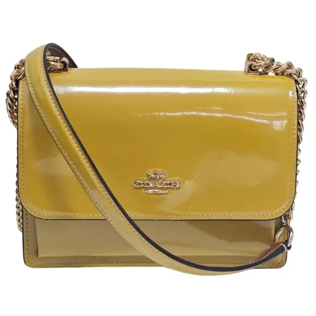 【COACH】KLARE經典Logo斜背手袋(招財黃/贈原廠防塵袋紙袋七夕情人節)