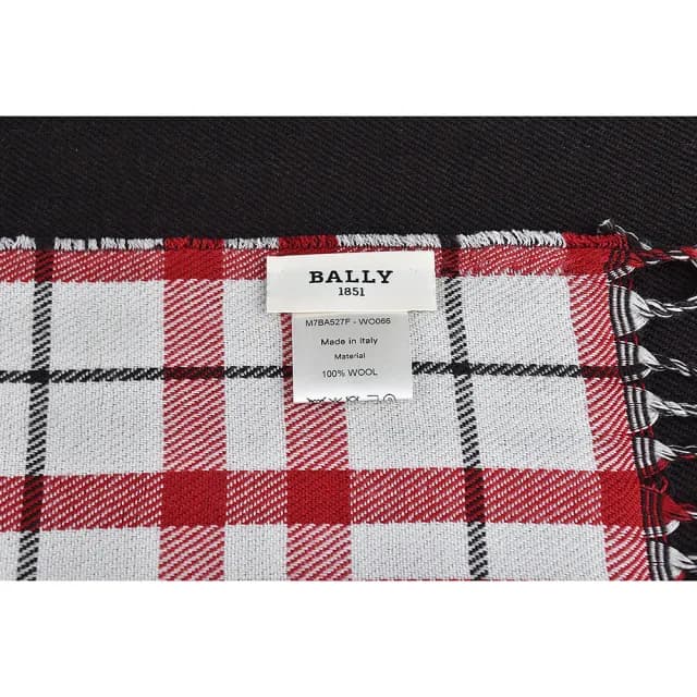 【BALLY】BALLY字母LOGO格紋羊毛圍巾(黑x多色)