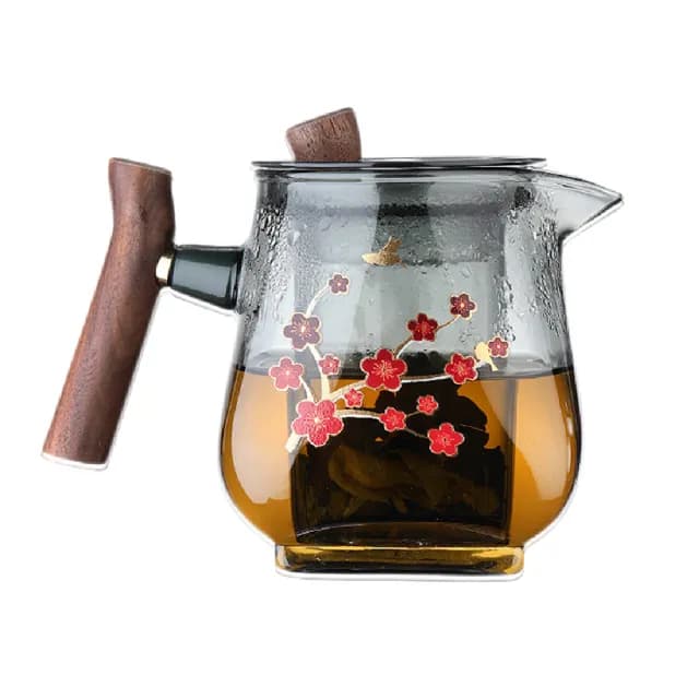【Glass King】GK-843/紅梅方悅茶壺/600ml(高硼硅玻璃/耐熱玻璃壺/花茶壺/泡茶壺/玻璃茶具) - momo購物網 - 好評推薦 -