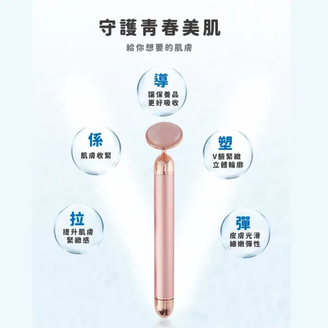 【美顏滾輪】四合一玉石美肌導入美容棒禮盒裝(震動小臉棒 經絡刮痧 按摩器 臉部塑型 面部 生日禮物)