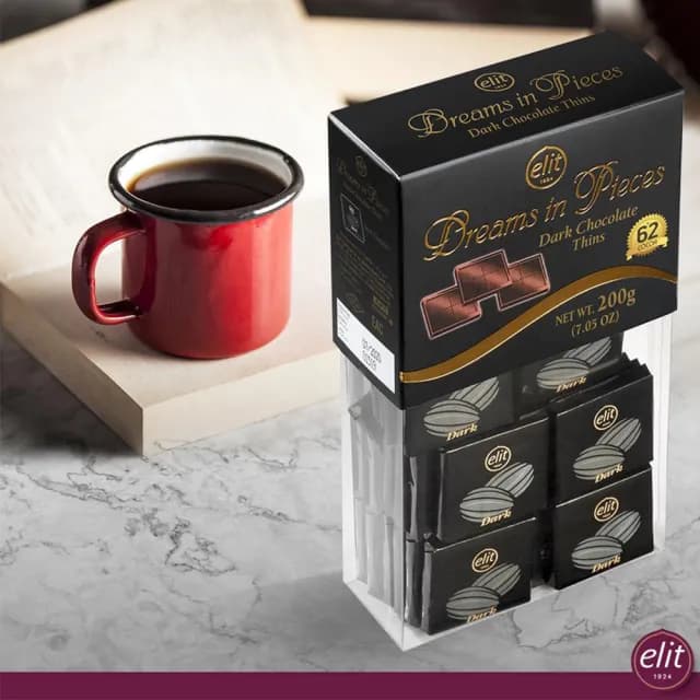 【Elit】伊莉特62%醇黑巧克力片200g/盒