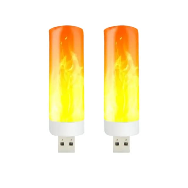 【美當家】北歐仿真火焰質感氣氛動態燈-2入組(USB LED床頭燈 小夜燈 聖誕節禮物 拍攝道具 居家裝飾)