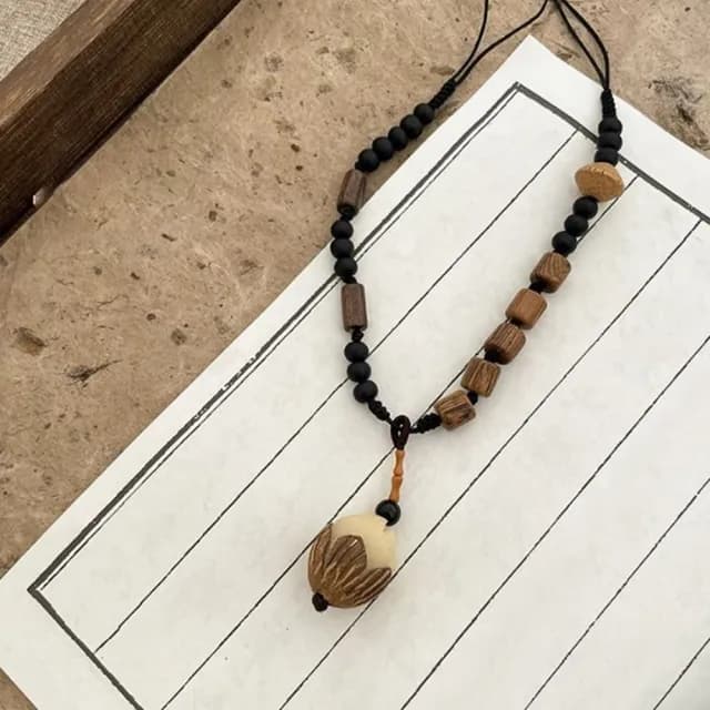 【Penny珮妮】復古松子木珠長款項鍊毛衣鍊(母親節/情人節/交換禮物/送閨蜜/交換禮物/生日禮物/送女友)