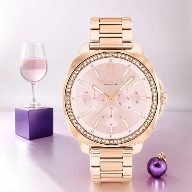 【COACH】Kitt 晶鑽日曆三眼女錶 34mm 新年 禮物 推薦(CO14504399)