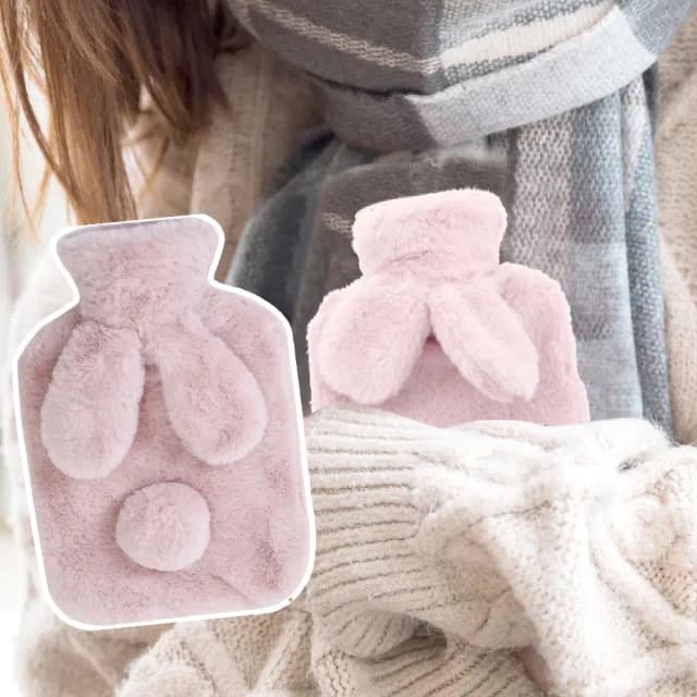 【暖心兔】絨毛兔兩用冰敷熱水袋(暖暖包 暖宮袋 熱水袋 暖手袋 保暖袋 生理期)