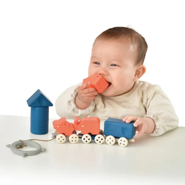 【People】日本製 米的動物列車玩具組合(0個月- / 彌月禮)
