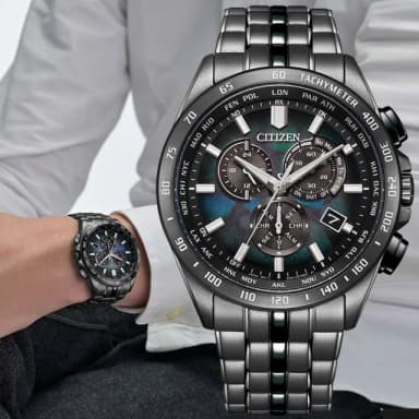 【CITIZEN 星辰】GENTS系列 100週年 限量 宇宙幻彩 光動能電波 計時腕錶 母親節 禮物 推薦(CB5878-56E)