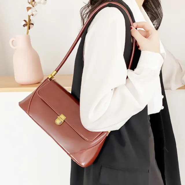 【簡約復古】雙11 法式都會女子高雅腋下包(女生生日禮物 穿搭配件 皮革 肩背包 側背包 單