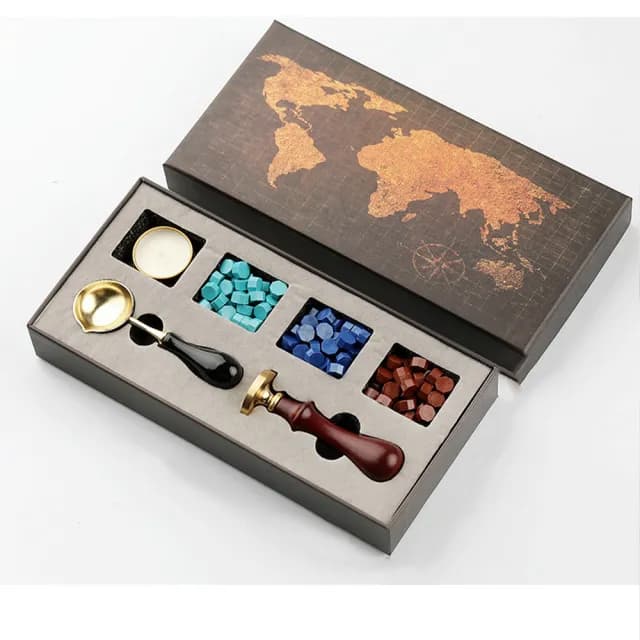 【Lacquer】復古風火漆章封蠟入門禮盒(蠟粒 手帳 火漆蠟 蠟燭 封蠟章 火漆印章 封蠟印章 禮物)