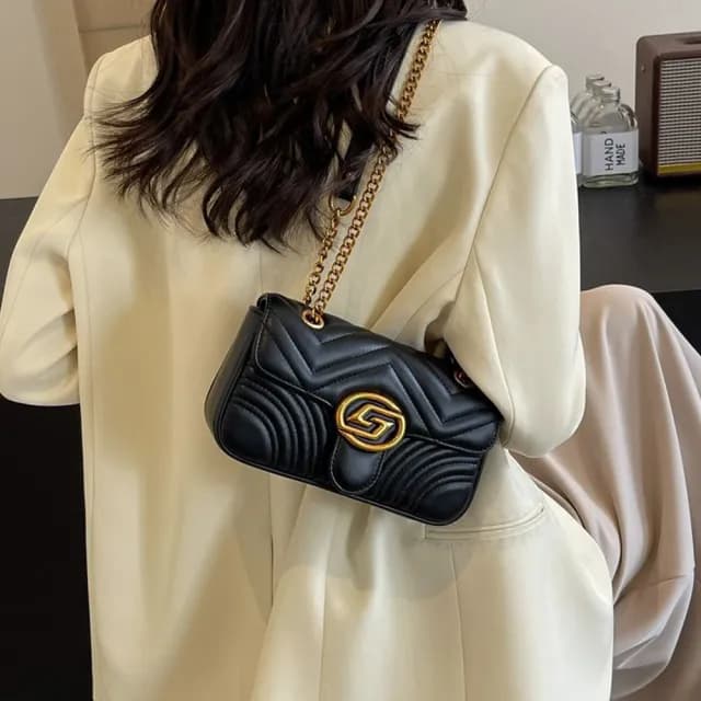 【MoonDy】鍊帶斜背包 禮物 小方包 鍊帶包 單肩包 女生氣質包 小香風包包 黑色斜背包 白色包包