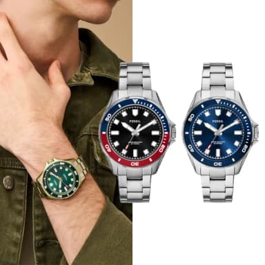 【FOSSIL 官方旗艦館】Dalton系列 潛水造型手錶 不鏽鋼鍊帶 42MM(多色可選)