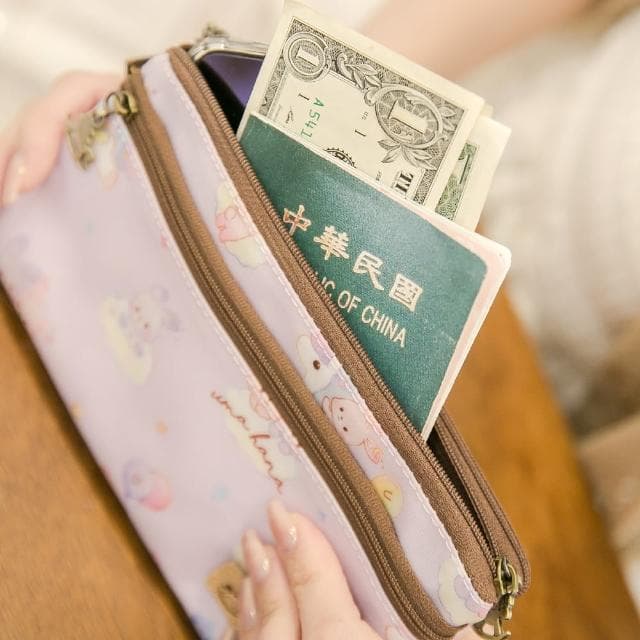 【uma hana】母親節禮物 單色C大調大三層收納防水的三拉長零(零錢包/長零錢包/隨身收納包/防水包)