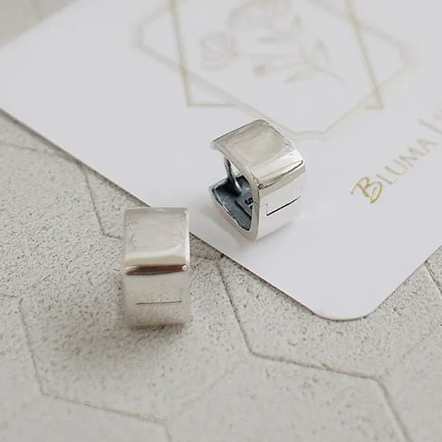 【BLUMA】易扣式耳環 中性男生耳環 里昂方框純銀耳環(耳扣式 極簡個性925純銀 幾何雅痞男女耳飾