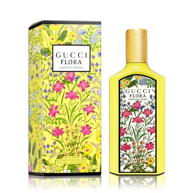 【GUCCI 古馳】Flora Gorgeous Orchid 華麗蘭花之約女性淡香精 100ML(專櫃公司貨)