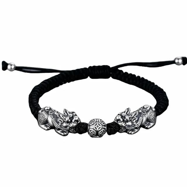 【LEEHER】雙11 貔貅手鍊/足銀手鍊/招財納福/純銀貔貅/手環/純銀手鍊/手工編織/避邪手鍊/禮物/ 