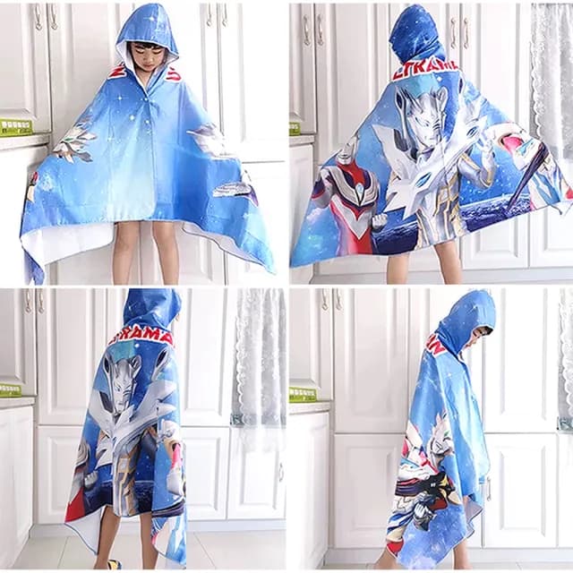 【TDL】超人力霸王鹹蛋超人奧特曼兒童浴巾斗篷披肩連帽浴巾浴裙 104807(生日禮物 聖誕節 平輸品)