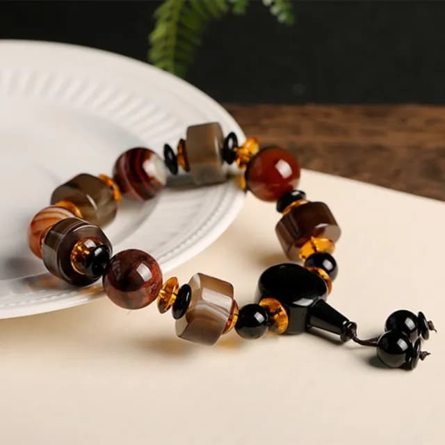 【Penny珮妮】纏絲老瑪瑙算盤珠霸氣手鍊15.5mm(父親節禮物/交換禮物/生日禮物/情人節/送男友)