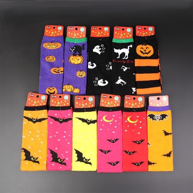 【WAJI 襪集】母親節禮物 萬聖節主題襪-半統襪單雙 橘色南瓜(HALLOWEEN 台灣製 半統襪 兒童款 襪子 童襪 棉