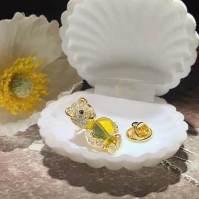 【Penny珮妮】墨西哥藍珀9mm鑲嵌小熊胸針(母親節禮物/交換禮物/送女友/送閨蜜/生日禮物/情人節)