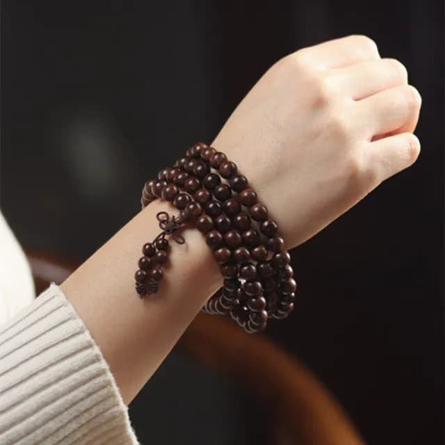 【Penny珮妮】金絲檀木老料108顆佛珠多圈手鍊項鍊8mm(生日禮物/母親節/閨蜜送禮/交換禮物/情人節)