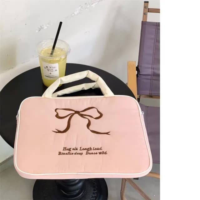 【巴黎精品】父親節禮物 手拿包帆布電腦包(可愛刺繡蝴蝶結男女包包4色w1ac13)