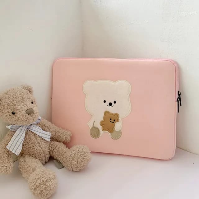 【巴黎精品】情人節禮物 現貨+預購 手拿包帆布電腦包(韓國可愛小熊男女包包1色w1ac31)