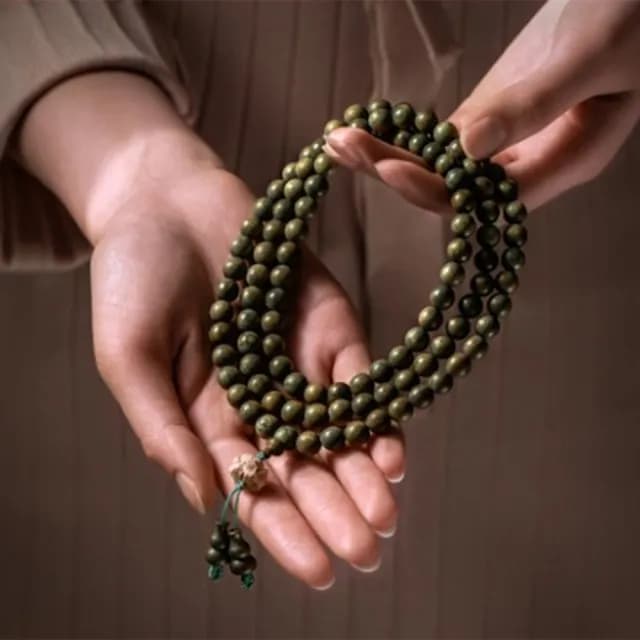 【Penny珮妮】玉檀香綠檀木蓮花108顆佛珠多圈手鍊項鍊8mm(母親節禮物/交換禮物/送女友/生日禮物/情人節)