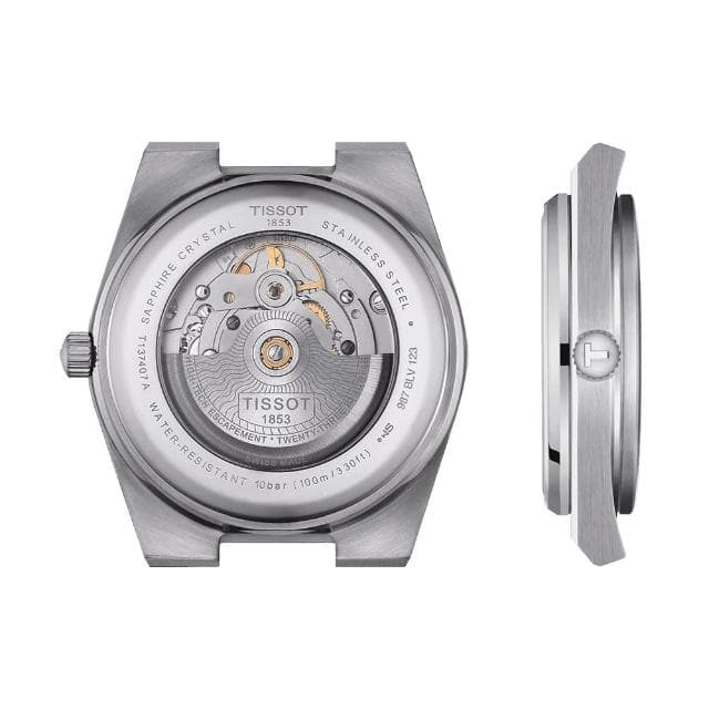【TISSOT 天梭 官方授權】PRX系列 復古風酒桶型紳士漸層機械錶-40mm 情人節 禮物(T1374071105101)