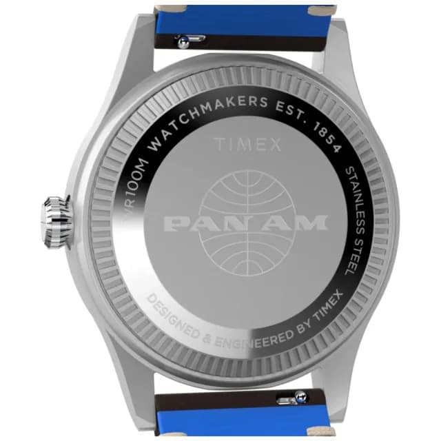 【TIMEX】天美時 x Waterbury  x Pan Am☆ 泛美航空聯名 39 毫米GMT真皮手錶  藍x棕 TXTW2W97300