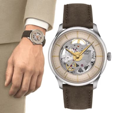 【TISSOT 天梭 官方授權】杜魯爾系列 80小時動力儲存雙鏤空機械錶-39mm 情人節 禮物(T1398361626100)