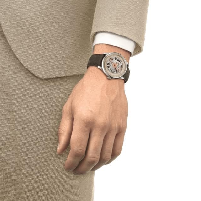 【TISSOT 天梭 官方授權】杜魯爾系列 80小時動力儲存雙鏤空機械錶-39mm 情人節 禮物(T1398361626100)