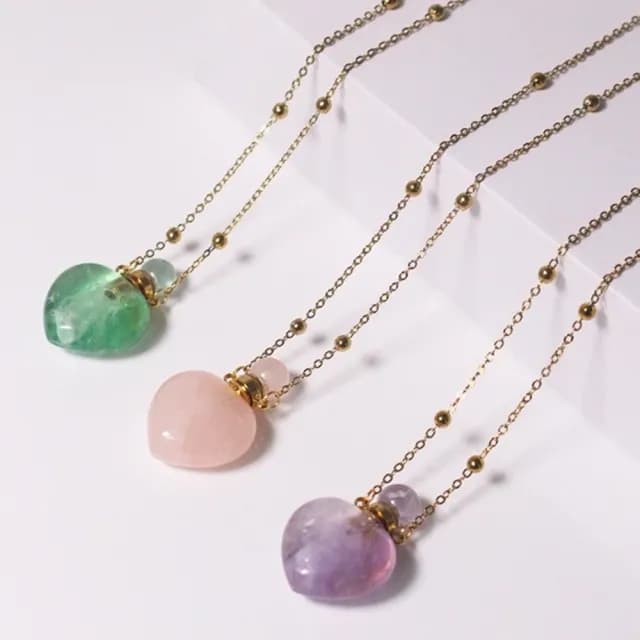 【Penny珮妮】水晶心型迷你香水精油瓶項鍊毛衣鍊4款可選(母親節/送閨蜜/交換禮物/情人節/送女友)