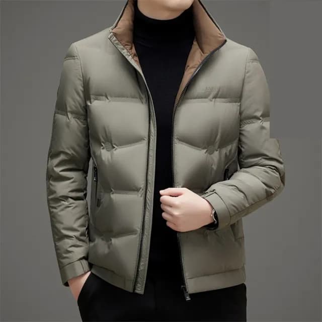 【巴黎精品】父親節禮物 真羽絨90%白鴨絨羽絨外套羽絨衣夾克(保暖麵包服男士立領男外套3色a1is148)