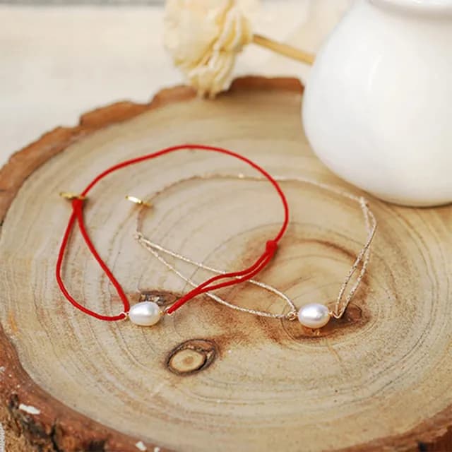 【Dinner collection】白珍珠米金線手鍊