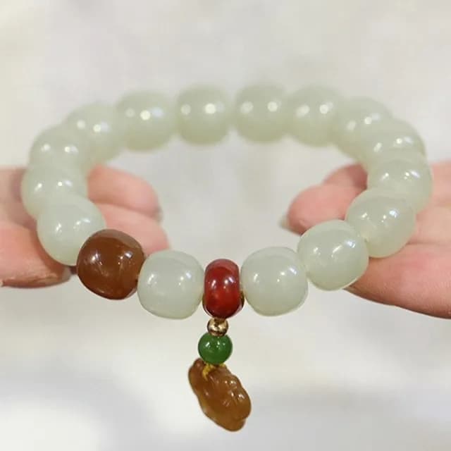 【KT DADA】和田玉手串 蘋果珠桶珠 玉手鍊 粗手環 平安手鍊 避邪手鍊 串珠手環 生日禮物 送禮