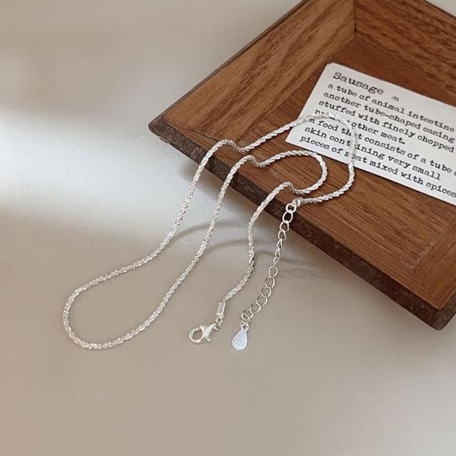 【米蘭精品】現貨+預購 925純銀項鍊波光鎖骨鏈(百搭素鏈時尚裸鏈女飾品74iu62)