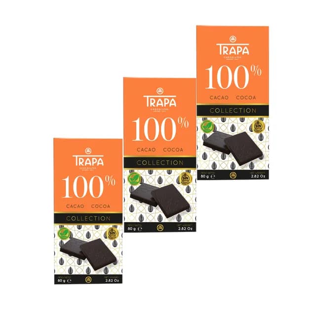 即期品【Trapa】精選100%黑巧克力片80gX3片