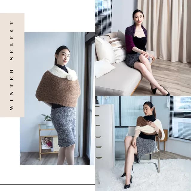 【Star Lace 矽米子】矽米子天使之羽圍巾套組 棕白色(保暖圍巾、機能圍巾)