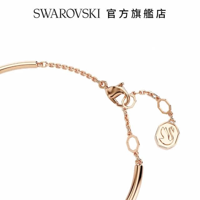 【SWAROVSKI 官方直營】Dextera 手鐲 圓形切割 白色 鍍玫瑰金色調 母親節禮物(情人節禮物)