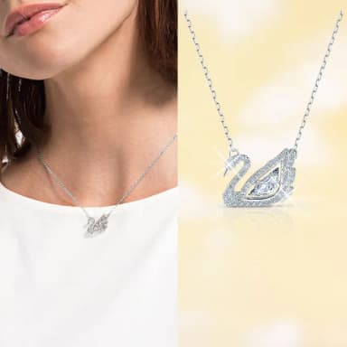 【SWAROVSKI 官方直營】Swan 項鏈 天鵝 白色 鍍白金色 母親節禮物