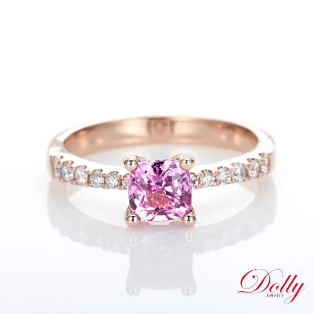 【DOLLY】1克拉 無燒斯里蘭卡艷粉藍寶石18K玫瑰金鑽石戒指-008(母親節 長輩送禮 交換禮物首選)
