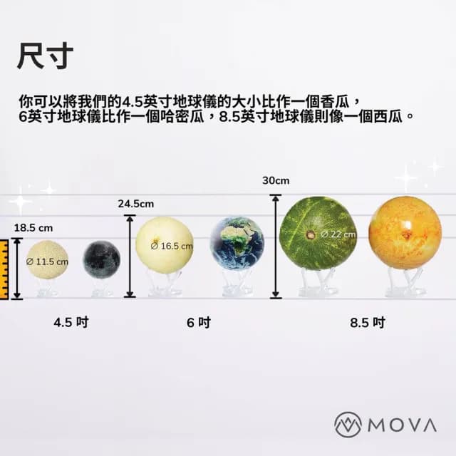 【MOVA】光能地球儀 - 奢華白金地圖White and Gold  4.5英吋(居家擺設．精緻送禮．轉運．紀念日．生日)