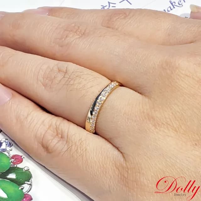 【DOLLY】0.15克拉 天然鑽石 F/VS2 14K玫瑰金鑽石戒指-006(母親節 長輩送禮 交換禮物首選)