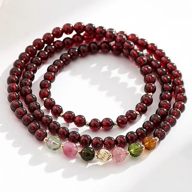 【LEESA】雙11 碧璽手串\石榴石手串\招財手鍊\能量手環\串珠水晶\禮物\多圈手串\手串\水晶手鍊\
