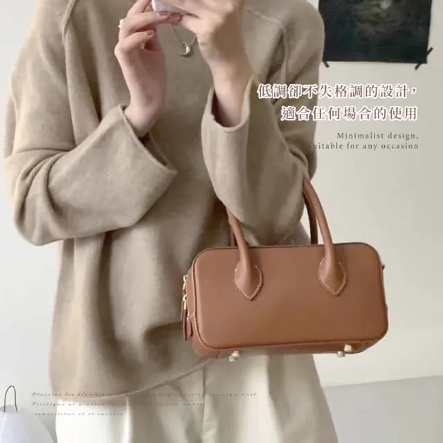 【送禮首選】情人節禮物 高貴小品韓系皮質手提小方包(附可調節背帶 保齡球包 休閒通勤百搭 手拎