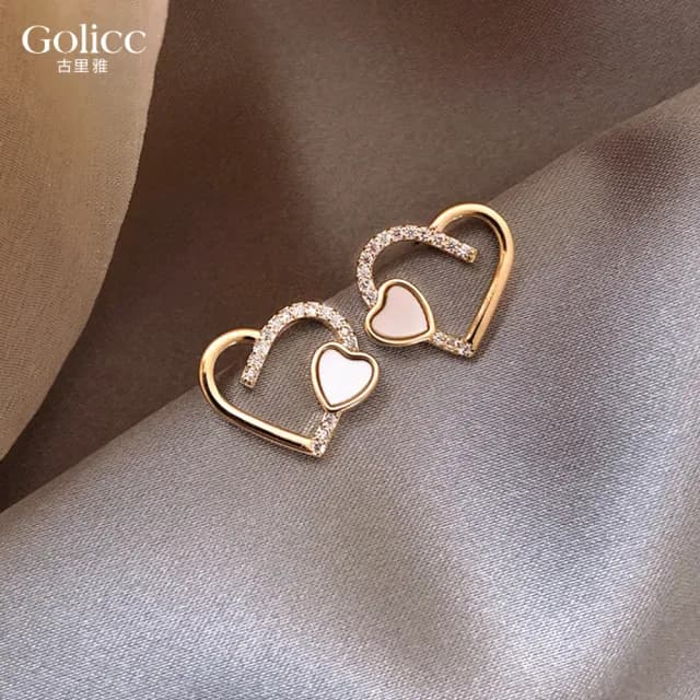 【Golicc】簡約 愛心 耳環(七夕 情人節 生日 飾品 耳釘 耳飾 耳墜 禮物)